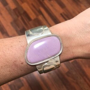 Pink stone and sterling silver band/bracelet